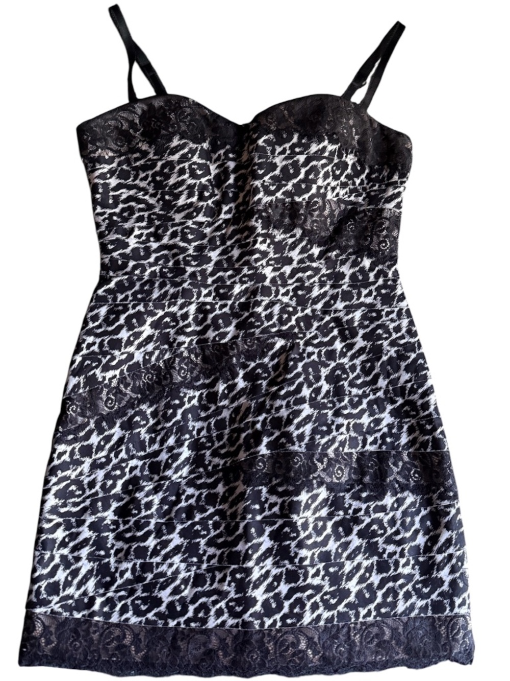 Vintage Y2K Bebe lace detail bustier leopard dress NWOT